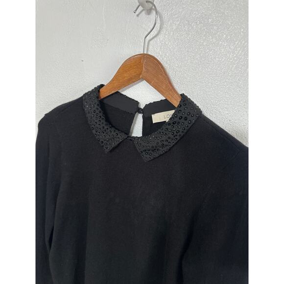 VTG Loft Wool Blend Lightweight Peterpan Collar M Black Wednesday Adams Preppy - Picture 4 of 13